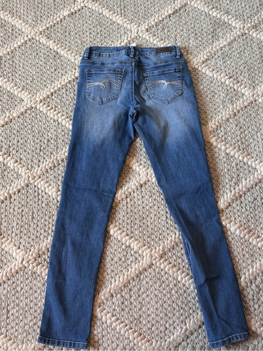 Justice Girls Size 12r Blue Flare Jeans with Subtle Fade Distressed School